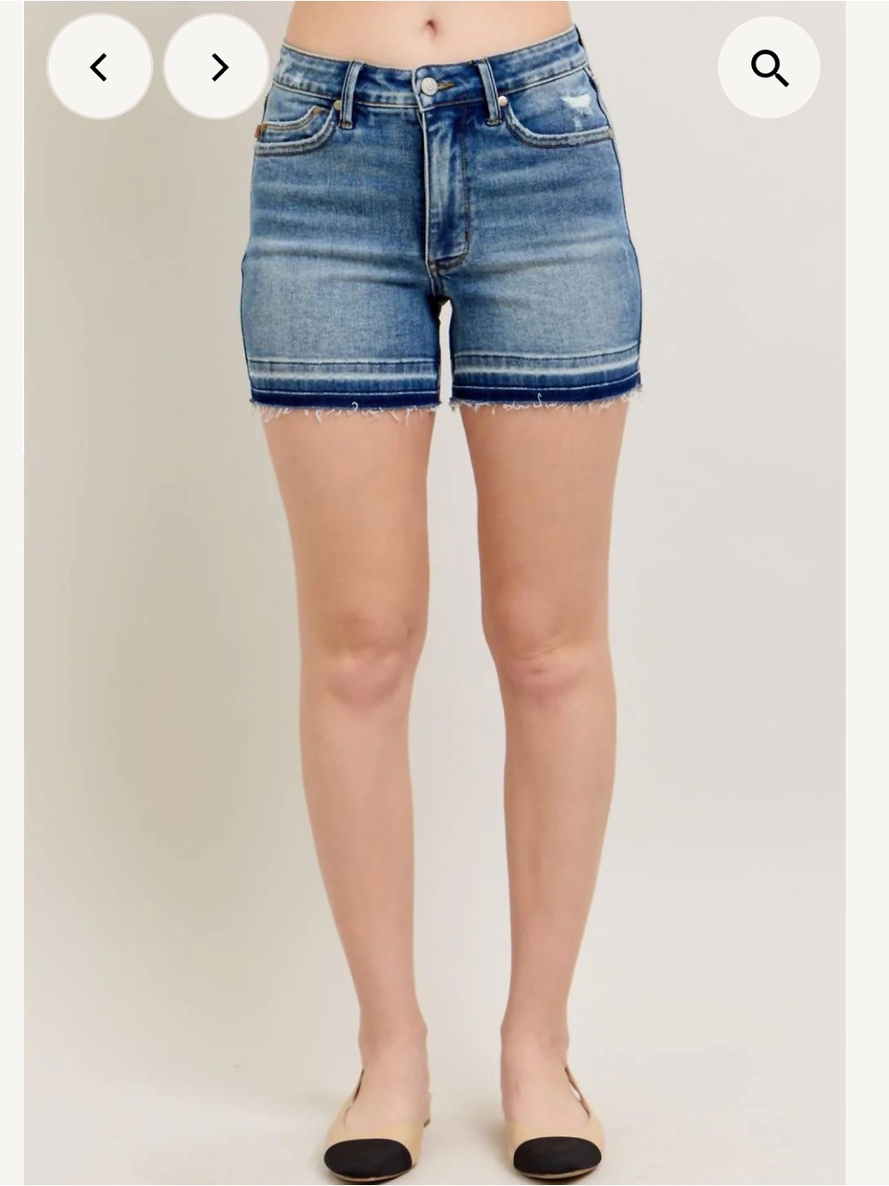 Judy Blue Mid-Rise Blue Frayed Hem Jean Shorts
